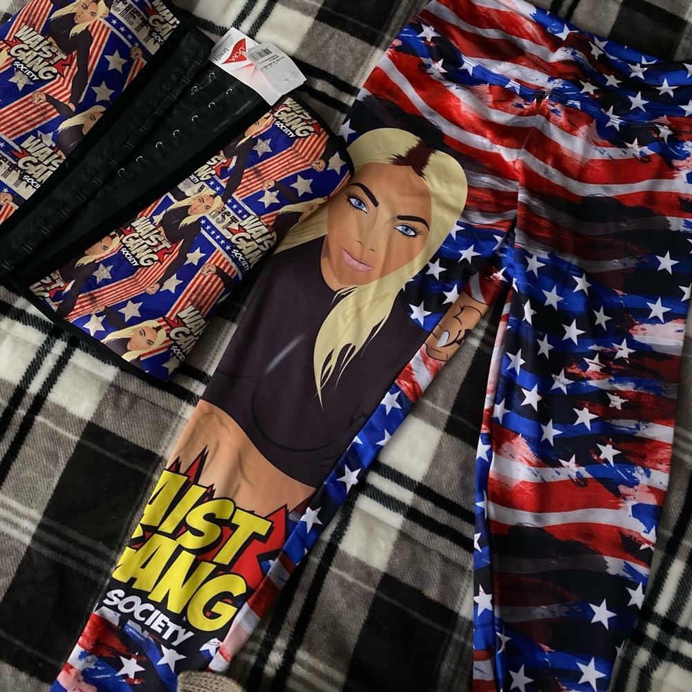 NWT Kardashian Ann Chery Waist Gang Society SHAPEWEAR 2 pc Patriotic Premadonna - Picture 7 of 13